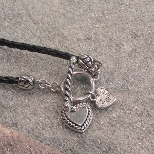Lia Sophia Black and Silver Heart Necklace